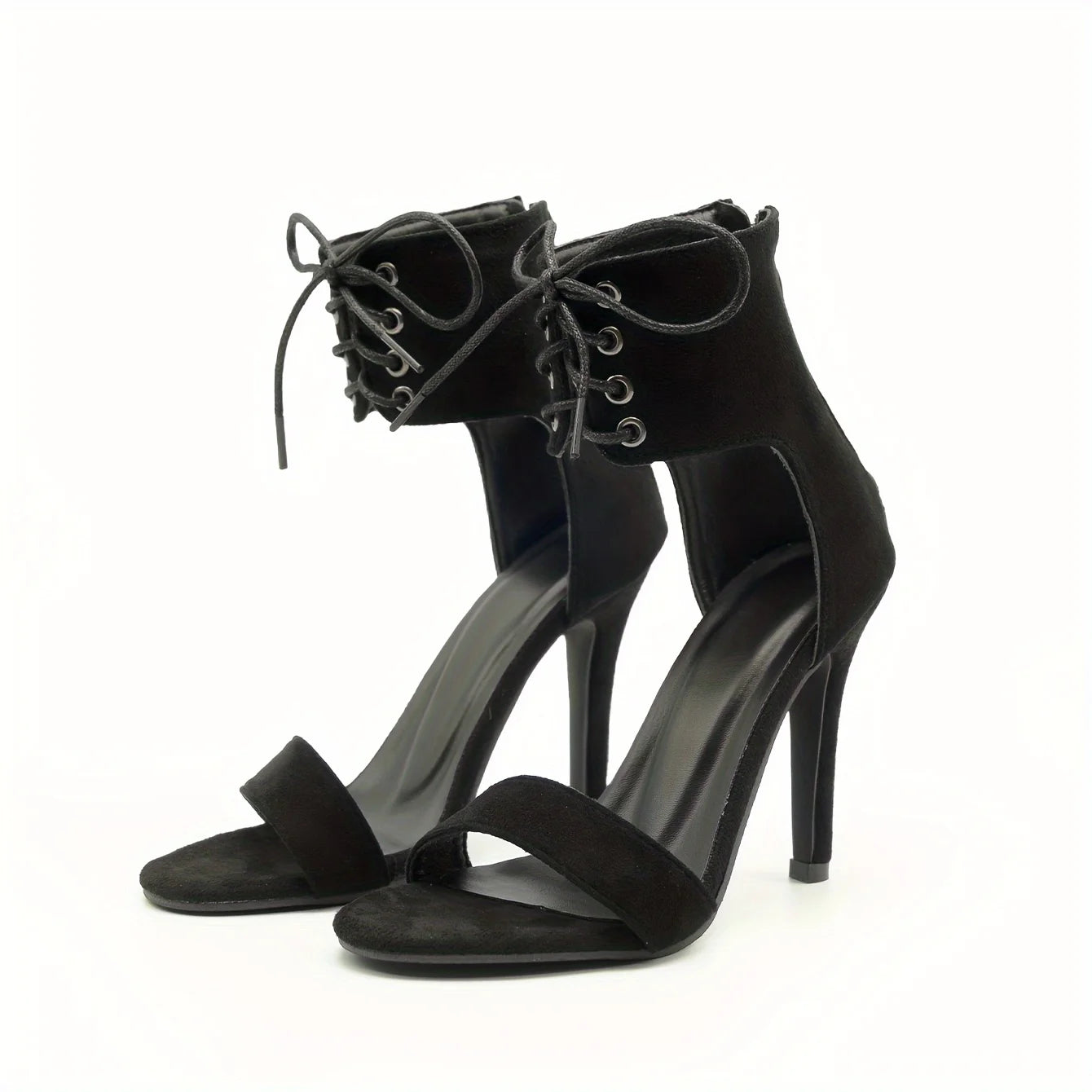 2024 Sexy Open Toe Lace Hollow Cross Sandals for Womens Roman Shoes Side Zipper Thin High Heels Cool New Designer pumps